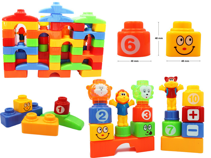 益智3C玩具批发,创意66PCS拼装大块积木,拼装玩具,开发儿童智力