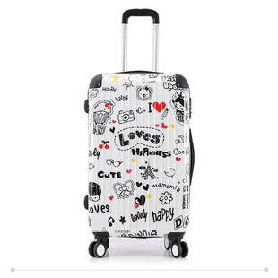 时尚小清新拉杆箱简单漂亮旅行箱abs手绘卡通图案可爱行李箱
