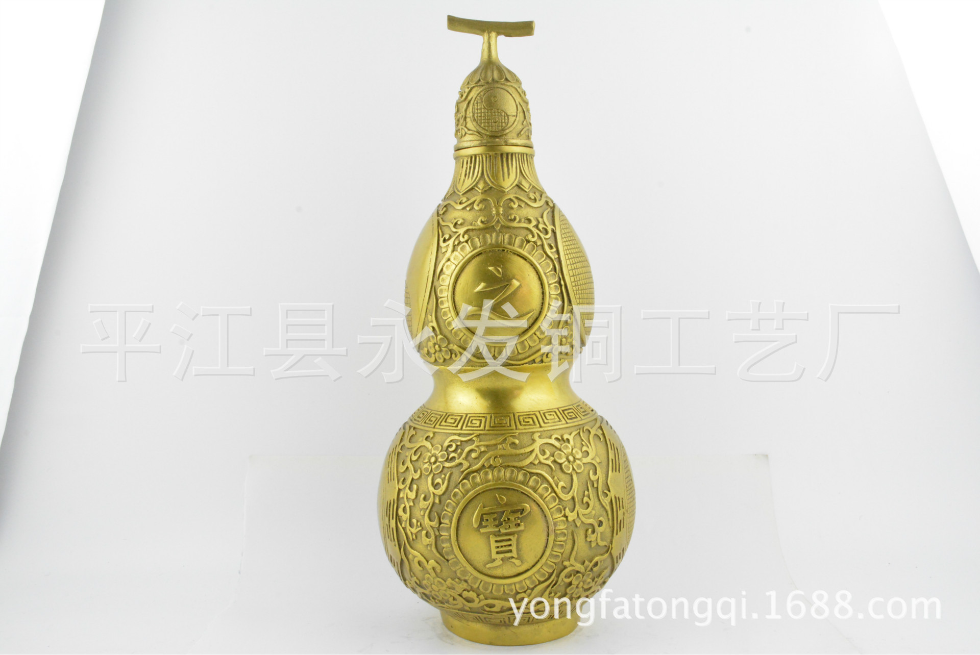 永发铜器厂家批发纯铜镇宅铜葫芦摆件铜器铜工艺品家居装饰风水玉