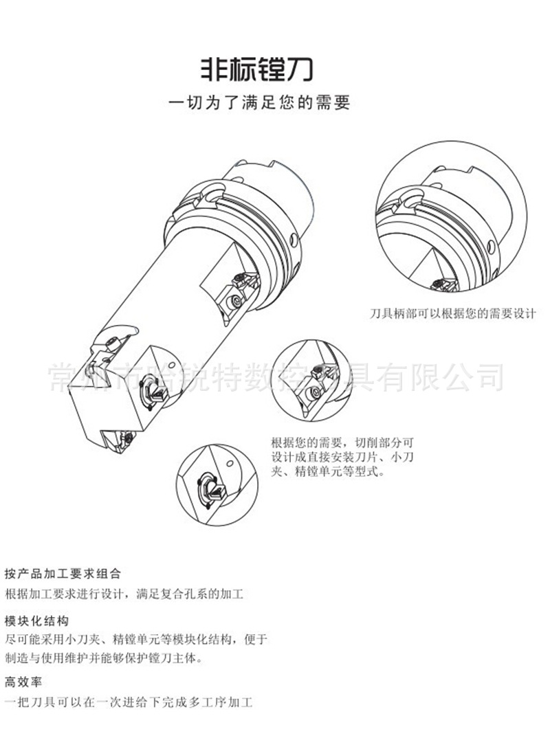 非标镗刀 bt50粗精镗一体镗刀 山特维克微调单元