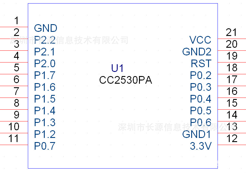 cc2530pa模块引脚排列图