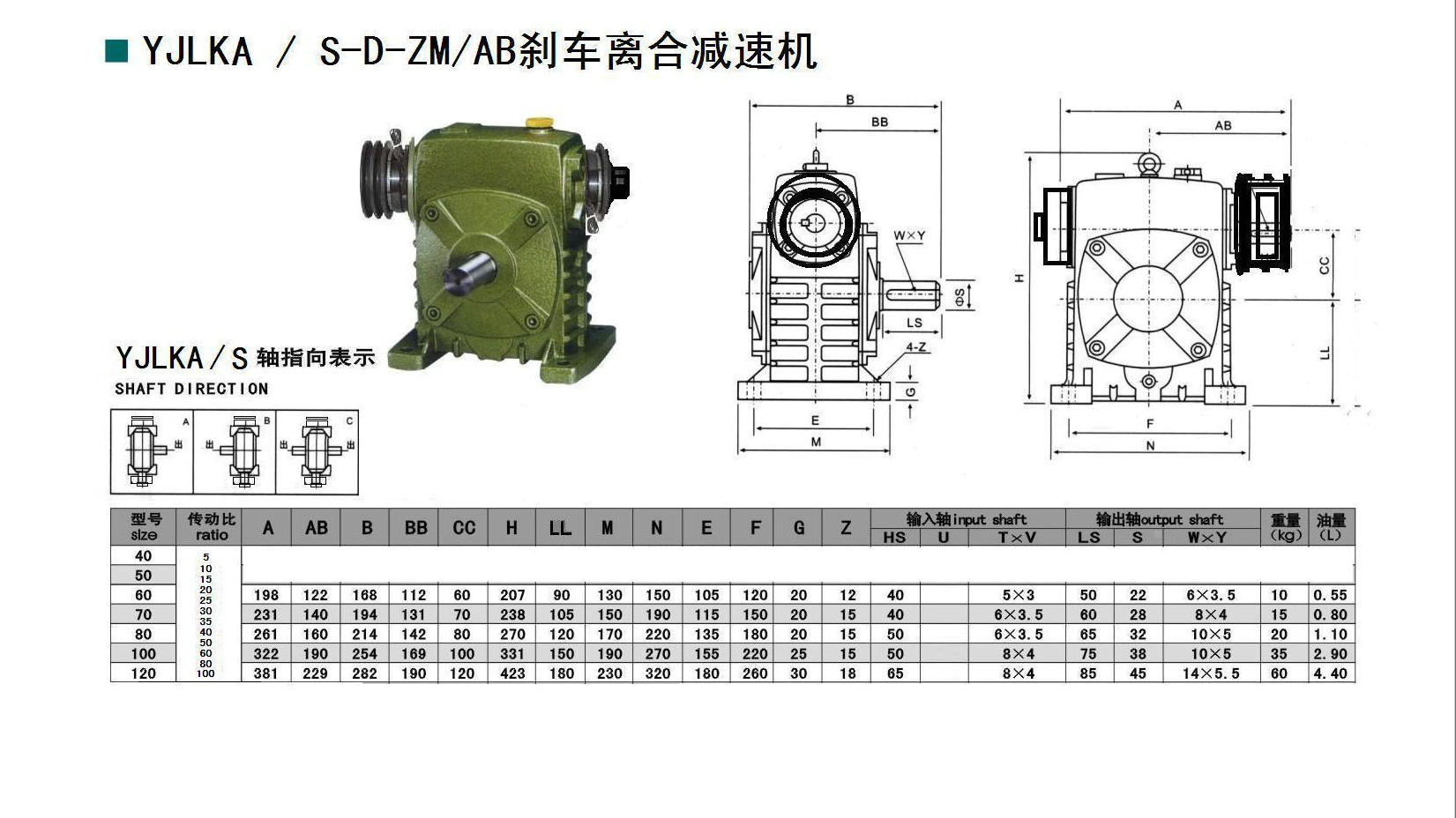 yjlka/s-d-zm/亚杰力克减速机 刹车离合减速器