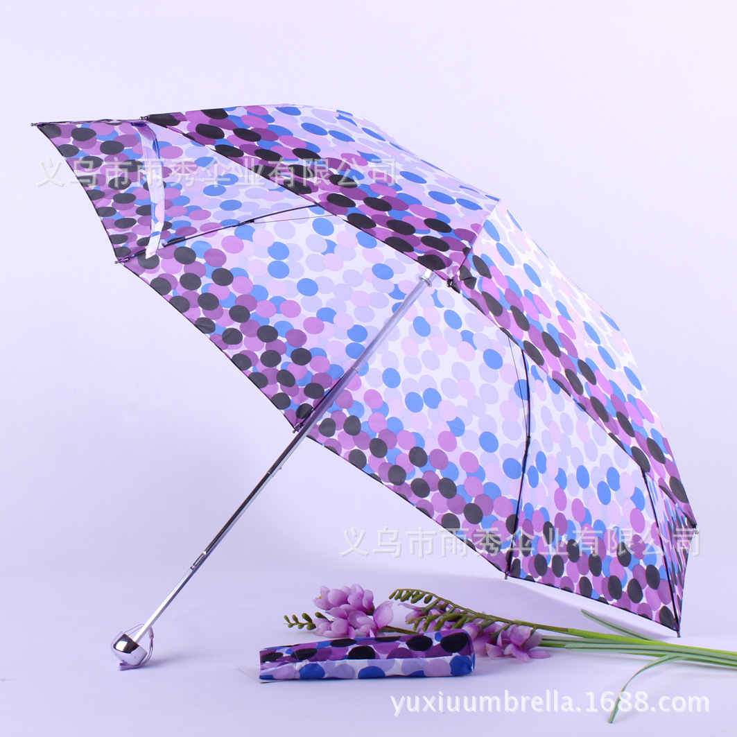 雨秀 女士三折雨伞 圆点泡泡外贸雨伞