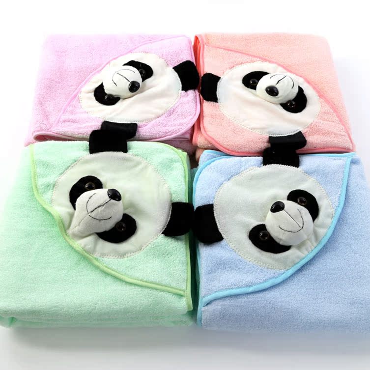 熊猫纯棉新生婴幼儿毛巾针织毯抱被 婴儿浴巾全棉无捻纱抱毯童被