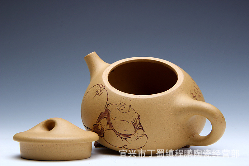 宜兴原矿正品名家全手工紫砂壶 段泥 乐佛石瓢茶壶280