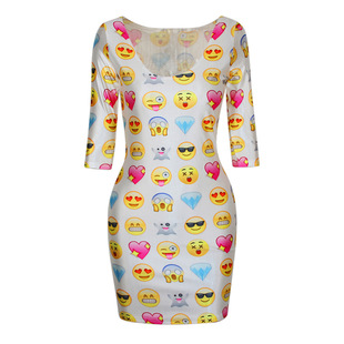 新款笑脸表情符号个性连衣裙 smiley faces emoji fun mini dress