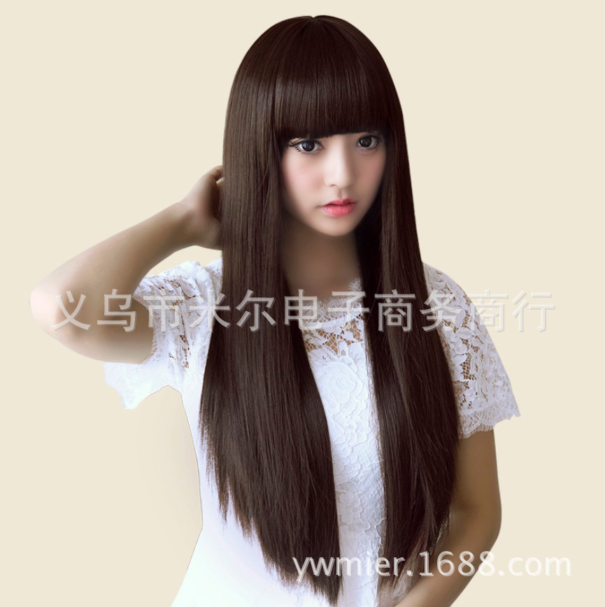 厂家直销 超长款斜刘海长直发 最新时尚风格发型发套 适合任何人