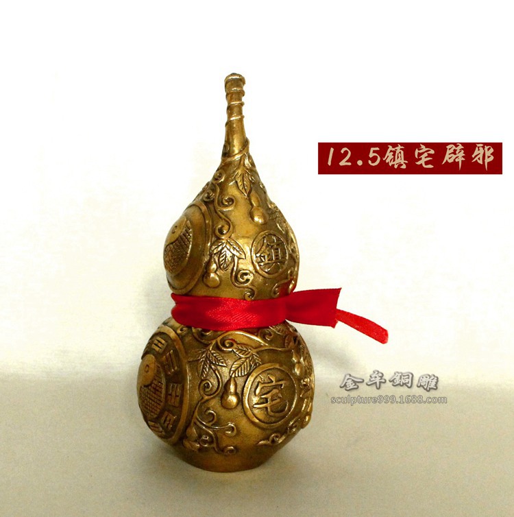 纯铜一体铜葫芦9cm20公分不开盖铜八卦葫芦小号镇宅之宝风水摆件