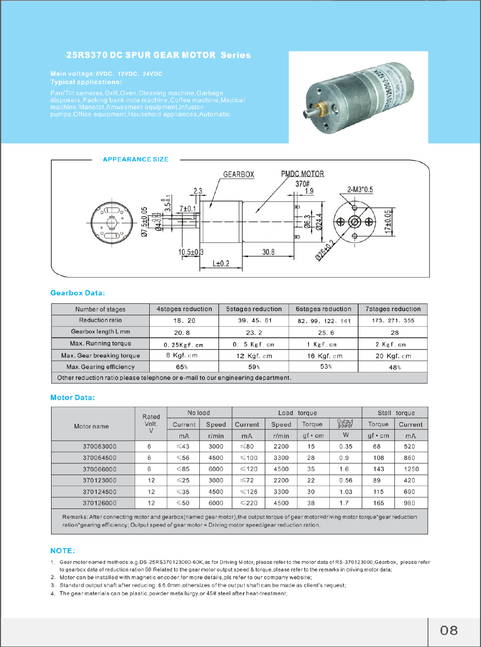 25rs370小型齿轮减速电机微型直流减速电机小家电用电机6v