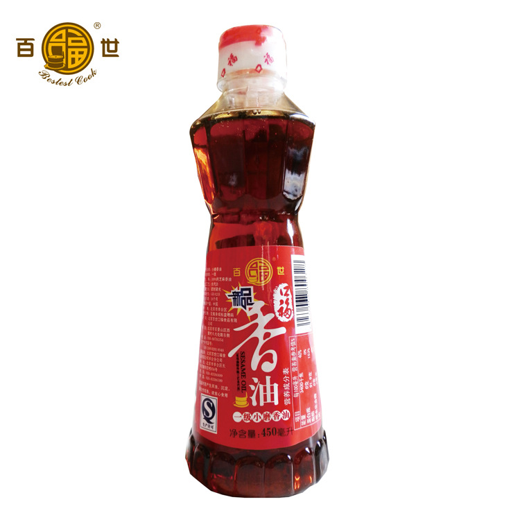 正品百世口福小磨香油 白芝麻香油 100%纯正芝麻油 450ml*20瓶