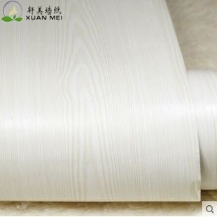 轩美自粘墙纸壁纸 乳白底黄条纹木纹贴纸 墙纸自贴衣柜家具翻新贴