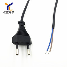 廠家直銷歐規兩圓插單頭PVC插頭線1.5米16芯扁線歐標上錫尾電源線