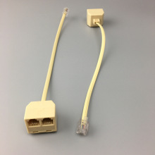 電話一分二接線盒/1分2帶線牛角轉接頭分線器 分離器  4芯