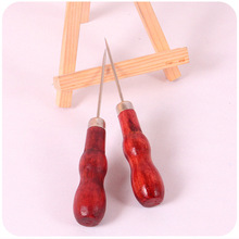 一元紅色木柄錐子 DIY手工皮革工具 木把雙葫蘆鈎針 縫紉針
