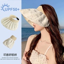 夏季女大帽檐遮陽防曬帽騎車防紫外線太陽帽可折疊發箍式貝殼帽子