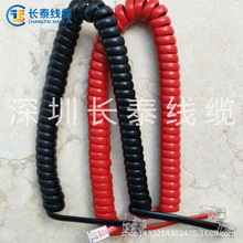 生產加工無氧銅28AWG四芯電話曲線 4P4C聽筒彈簧跳線 可改長度
