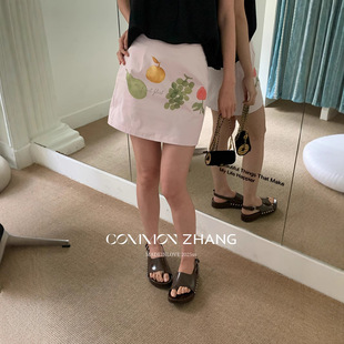 CZ ZHANG 夏日度假 俏皮減齡水果印花短裙 低腰百搭a字裙子B22578