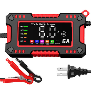 跨境12V6A智能脈沖充電器免維護摩托電動汽車電瓶12V伏充電器