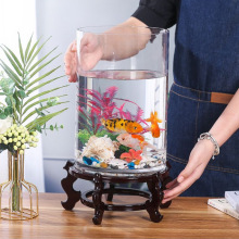 加厚大號小型小號玻璃魚缸客廳家用落地高圓柱圓形直筒豎高立體