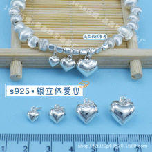 s925純銀愛心小吊墜心形飾品配件diy手工配飾光面小桃心手鏈掛墜