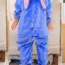 成人法蘭絨卡通動物藍粉星際寶貝連體睡衣如廁版兒童演出連體服