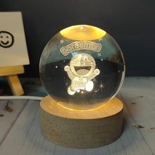 水晶球畢業紀念品3D內雕小夜燈卡通發光擺件宇宙星空浪漫生日禮物