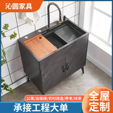 簡易水槽雙槽不銹鋼水盆家用廚房洗菜盆一體櫥櫃商用不銹鋼洗碗池