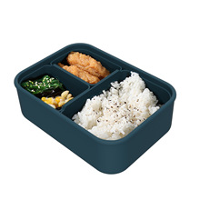 方形硅膠飯盒可折疊微波爐加熱食品級硅膠便當盒午餐分格保鮮盒