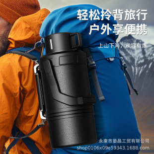 大容量316不銹鋼機械全鋼保溫壺戶外旅行壺便捷手柄車載登山水壺