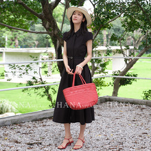 HANNA 含那女裝夏季高級感2025新款高腰顯瘦裙子中長款連衣裙7567
