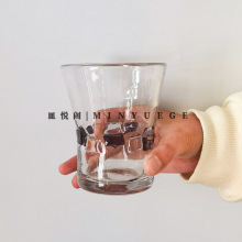 中古小蠻腰奶茶杯子熱飲杯玻璃榨汁杯喇叭杯大口杯網紅果汁杯