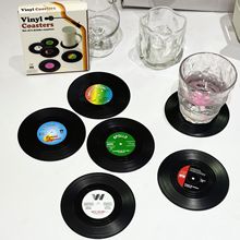 復古唱片杯墊黑膠餐墊RetroVinyl咖啡杯墊防滑隔熱墊圓形