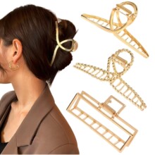 大號金屬發夾女士薄鉗口頭發固定器濃密發型瑜伽化妝聚會時尚發飾