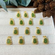 天然和田碧玉葫蘆鑲嵌S925銀古風滴溜配件手工DIY手鏈項鏈配飾