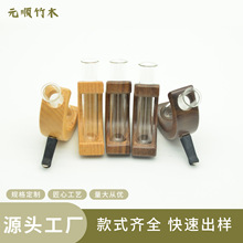 實木創意黑胡桃插花器 C字形車載試管插花架木質香薰花瓶裝飾擺件
