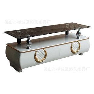 中東風格鋼化玻璃電視櫃客廳家具透明茶幾地櫃金屬支架防爆設計