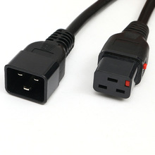 批發國標三芯帶鎖C19品字尾插頭線 低煙無鹵電源線歐規公母延長線