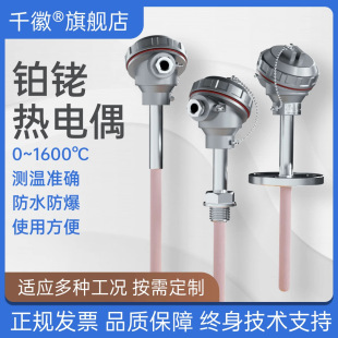 WRP-130高溫鉑銠熱電偶B型R型S剛玉管1600℃防爆耐高溫溫度傳感器