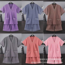 性價比高貢麻面料 白牙領全新汗蒸服桑拿服足療按摩浴衣SPA理療服