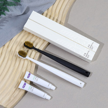 高端一次性牙刷帶牙膏寬頭軟毛酒店民宿洗漱用品套裝批發可印logo