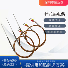 廠家直供熱流道精准探針式感溫線不銹鋼耐高溫防腐蝕壓簧式熱電偶
