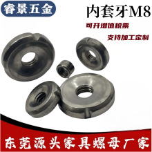 M8內套牙三溝管內螺母 三溝鐵家具焊接圓螺母鐵內塞東莞螺母價優