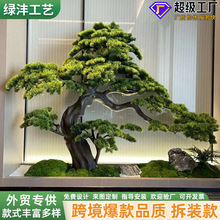 仿真迎客松樹羅漢松造景酒店會所新中式玄關景觀裝飾擺件仿真松樹