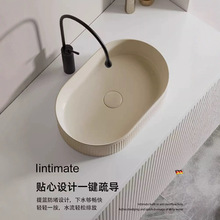 高級奶油風陶瓷洗手盆創意藝術台上盆圓形洗漱台台上盆洗手盤水池