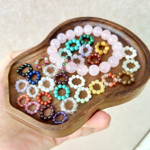 天然水晶跑環黃水晶珍珠圓珠珠圈手工diy手鏈手環飾品配件批發