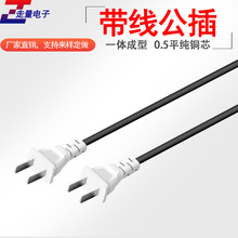 220v0.5平工業兩腳帶線公插頭接線電線2孔公插頭電源兩孔對接插頭