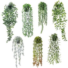 跨境懸掛植物人造尤加利室內裝飾曼陀羅藤蔓仿真綠植仿生室內綠