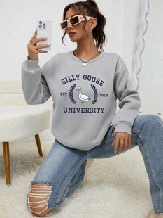 Silly Goose University Est 1918 Printde Woman Hoodie Casual