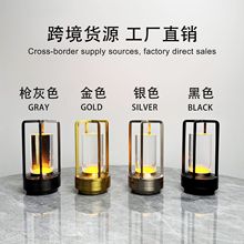 跨境led觸摸充電台燈卧室床頭夜燈便攜式戶外餐廳露營復古裝飾燈