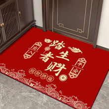 國潮入戶門地墊高級感玄關進門墊新年紅色防滑腳墊家用水晶絨地墊